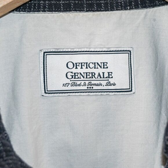 Officine Generale Men's Button Down Flannel Shirt blue check cotton size Small - Picture 2 of 7